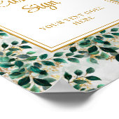 Glamoureus Donkergroen Goud Eucalyptus Trouwbord Poster (Hoek)