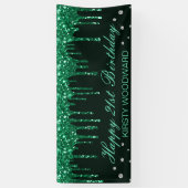 Glamoureus Donkergroene drift Glitter Birthday Spandoek (Verticaal)