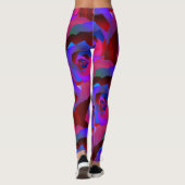 Glamoureus donkerrood paars blauw abstract roos leggings (Achterkant)
