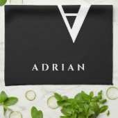 Glamoureus dubbel monogram zwart-wit theedoek (Gevouwen)