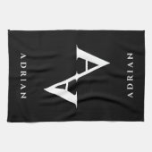 Glamoureus dubbel monogram zwart-wit theedoek (Horizontaal)