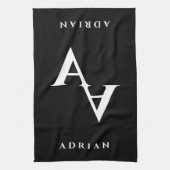 Glamoureus dubbel monogram zwart-wit theedoek (Verticaal)