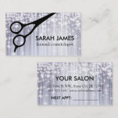 glamoureus dunne haarstylist zilver afsprakenkaartje (Voorkant / Achterkant)
