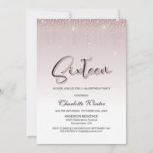 Glamoureus Dusty Roos Pink Diamonds 16e verjaardag Kaart (Voorkant)