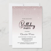 Glamoureus Dusty Roos Pink Diamonds Partij Kaart (Voorkant)