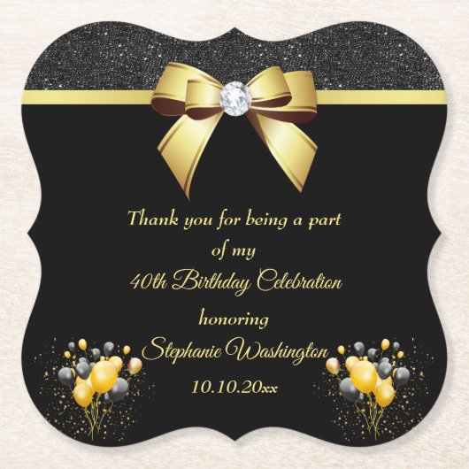 Glamoureus Elegance Birthday Kartonnen Onderzetters (Voorkant)