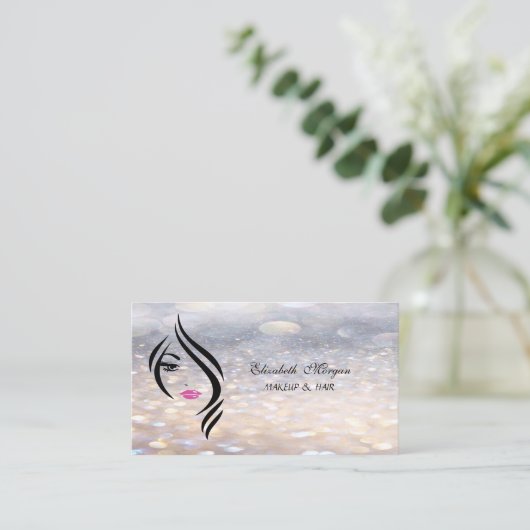 Glamoureus Elegant Bokeh, Face Silhouete Visitekaartje (Staand voorkant)