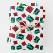 Glamoureus Elegant Emerald Green Ruby Pareltjes Pa Inpakpapier Vel (In situ)