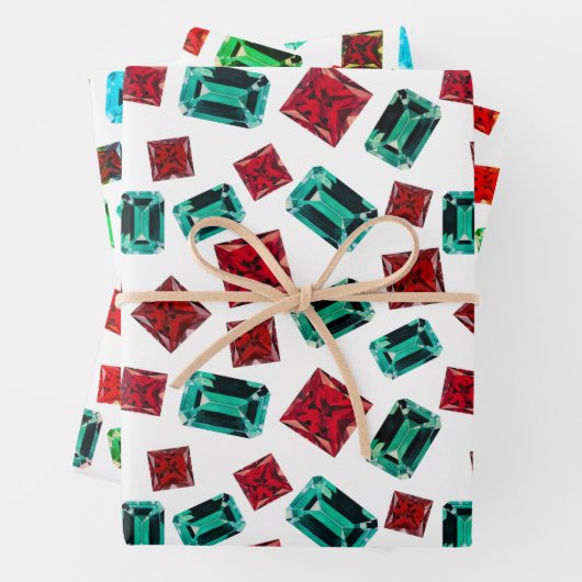 Glamoureus Elegant Emerald Green Ruby Pareltjes Pa Inpakpapier Vel (In situ)