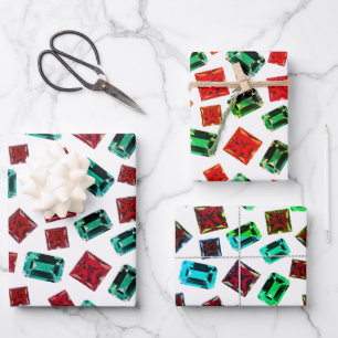 Glamoureus Elegant Emerald Green Ruby Pareltjes Pa Inpakpapier Vel