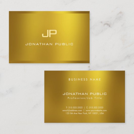 Glamoureus Elegant Monogram Gold Kijk Moderne Koel Visitekaartje (Voorkant / Achterkant)