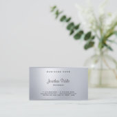 Glamoureus Elegant Silver Moderne Script Cool Plai Visitekaartje (Staand voorkant)