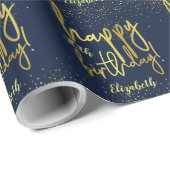 glamoureus elke leeftijd verjaardag marine goud cadeaupapier (Rol Hoek)