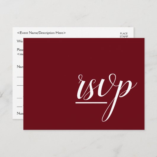 Glamoureus en Fancy "rsvp"-Briefkaart Briefkaart (Voorkant / Achterkant)