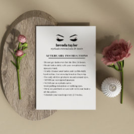 Glamoureus Eyelash Browbar Instructies voor nazorg Visitekaartje