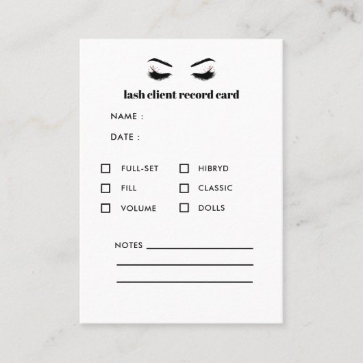 Glamoureus Eyelash Extension Client Consulting Visitekaartje (Voorkant)