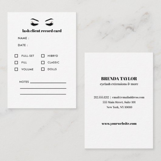 Glamoureus Eyelash Extension Client Consulting Visitekaartje (Voorkant / Achterkant)