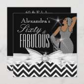 Glamoureus Fabulous 60 Chevron Black White Birthda Kaart (Voorkant / Achterkant)