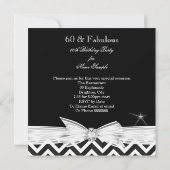 Glamoureus Fabulous 60 Chevron Black White Birthda Kaart (Achterkant)