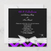 Glamoureus Fabulous 60 Chevron Paars Birthday Kaart (Achterkant)