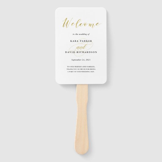 Glamoureus Faux Gold Classic Weddenschap Handwaaier (Voorkant)