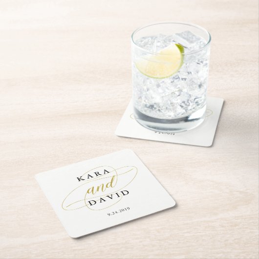 Glamoureus Faux Gold Classic Weddenschap Kartonnen Onderzetters (Insitu)