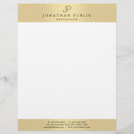 Glamoureus Faux Gold Elegant Monogram Modern Plain Briefhoofd