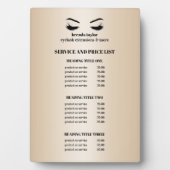Glamoureus Faux Gold EYELASH SALON SERVICE LIST Fotoplaat (voorkant)