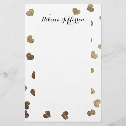 Glamoureus Faux Gold Hearts Patroon Briefpapier (Voorkant)
