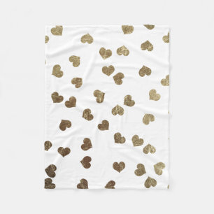 Glamoureus Faux Gold Hearts Patroon Fleece Deken
