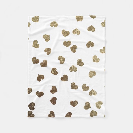 Glamoureus Faux Gold Hearts Patroon Fleece Deken (Voorkant)