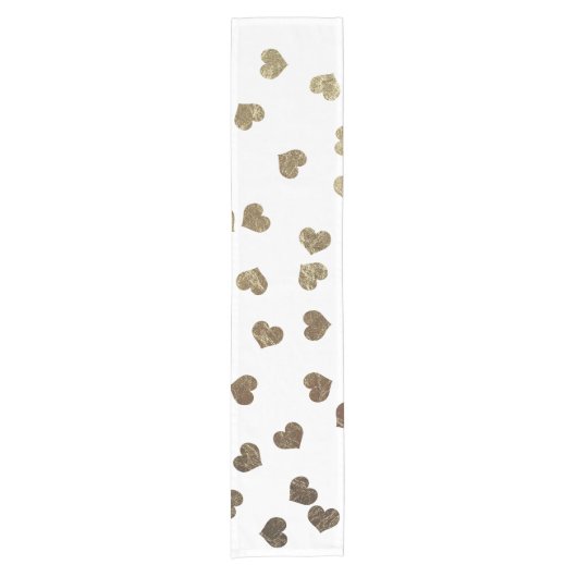 Glamoureus Faux Gold Hearts Patroon Korte Tafelloper (Voorkant)