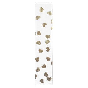 Glamoureus Faux Gold Hearts Patroon Korte Tafelloper