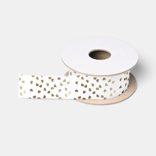 Glamoureus Faux Gold Hearts Patroon Satijnen Lint