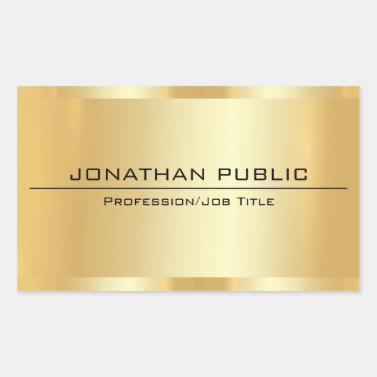 Glamoureus Faux Gold Metallic look Modern Design Rechthoekige Sticker (Voorkant)