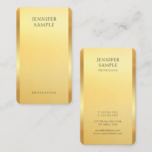 Glamoureus Faux Gold Modern Professional Elegant Visitekaartje (Voorkant / Achterkant)