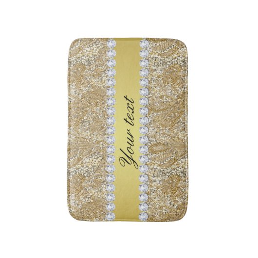 Glamoureus Faux Gold Sequins en Diamonds Badmat (Voorkant Verticaal)