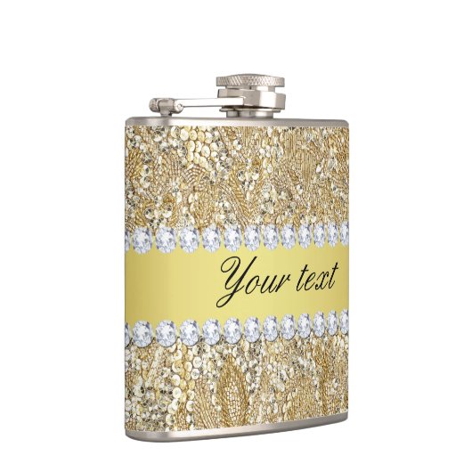 Glamoureus Faux Gold Sequins en Diamonds Heupfles (Rechts)