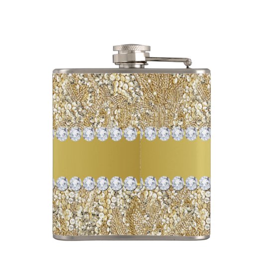 Glamoureus Faux Gold Sequins en Diamonds Heupfles (Achterkant)