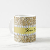 Glamoureus Faux Gold Sequins en Diamonds Koffiemok (Voorkant links)