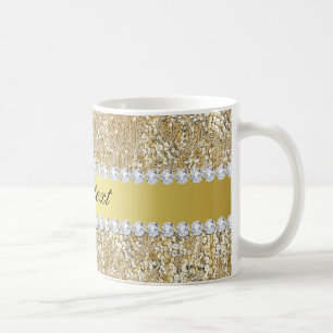 Glamoureus Faux Gold Sequins en Diamonds Koffiemok