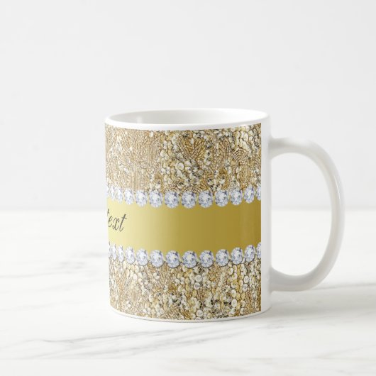 Glamoureus Faux Gold Sequins en Diamonds Koffiemok (Rechts)