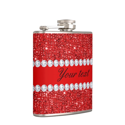 Glamoureus Faux Red Sequins en Diamonds Heupfles (Rechts)