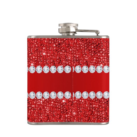 Glamoureus Faux Red Sequins en Diamonds Heupfles (Achterkant)