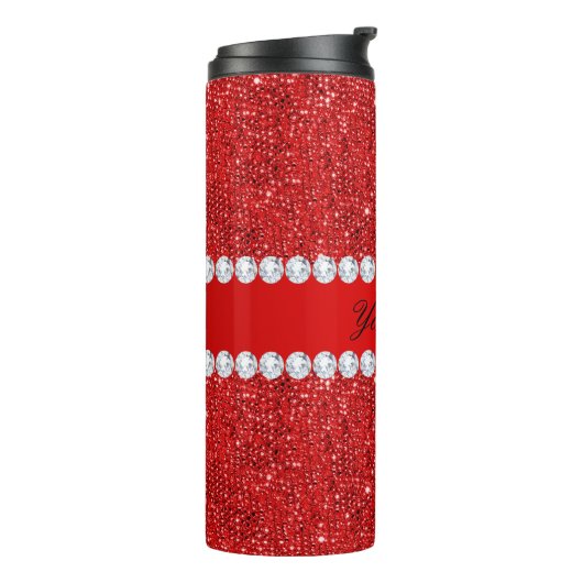 Glamoureus Faux Red Sequins en Diamonds Thermosbeker (Gedraaid links)