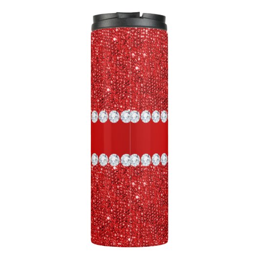 Glamoureus Faux Red Sequins en Diamonds Thermosbeker (Achterkant)