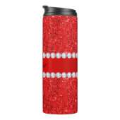 Glamoureus Faux Red Sequins en Diamonds Thermosbeker (Geroteerd rechts)