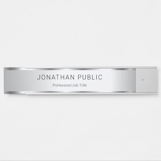 Glamoureus Faux Silver Elegant Moderne Sjabloon Deurbordje (Voorkant)