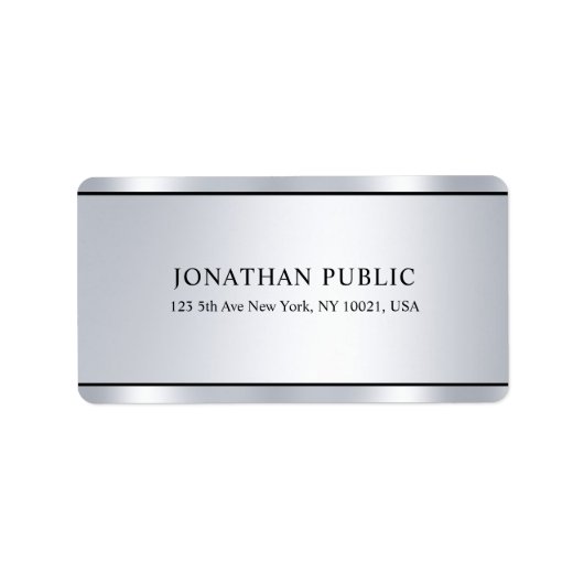 Glamoureus Faux Silver Modern Elegant Sjabloon Etiket (Voorkant)