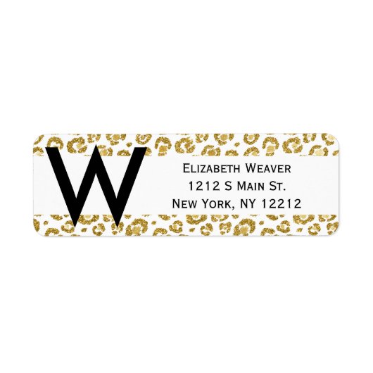 Glamoureus Faux Sparkly Gold Leopard Etiket (Voorkant)